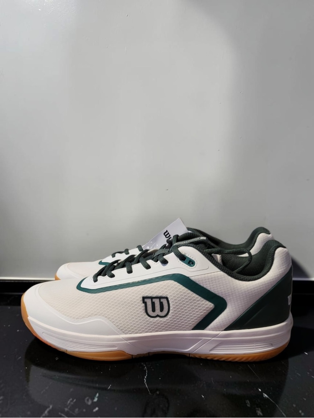 Wilson Men’s White & Dark Green Court Sneakers with Gum Outsole
